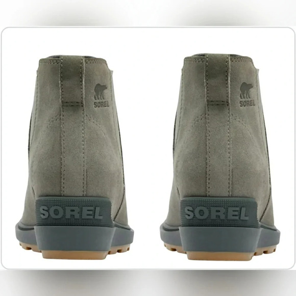 Sorel Women 9.5 Leather Waterproof Gray Ankle Slip-On Chelsea Booties New - Picture 4 of 6